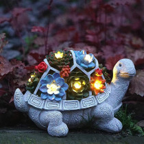 Unique Resin Fleshy Turtle Craft Home Decoration Solar Lawn Lamp