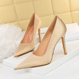 Leather Pointed Toe Stiletto High Heels Shoes