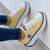 Women Low-top Single Shoes Thick-soled Candy Color Flats Female Canvas Sneaker