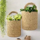 Hanging Storage Baskets Small Water Grass And Paper Rope Woven Basket