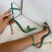 Pointed Toe Bare Instep Cross Tie Stiletto Heels Sandals