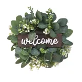 Welcome Sign Wreath Rustic Front Door Decor Wood Hanging Ornament