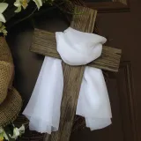 Easter Crucifix Wreath Door Decor Wood Wall Hanging Ornament