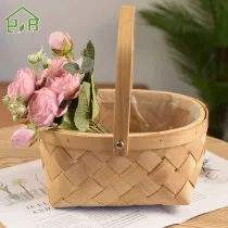 Storage Picnic Wicker Fruit Vegetable Bread Wooden Woven Rattan Storage Basket