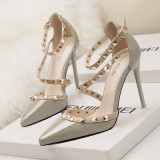 Sexy Stiletto Shallow Pointed Toe Rivet High Heels Shoes