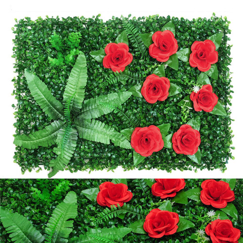 Artificial Milan Rose Flowers Panels Hedge Plant Wall Anti Ultraviolet Sunscreen Lawn
