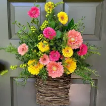 Chrysanthemum Wreath With Flowerpot Front Door Wall Hanging Decor