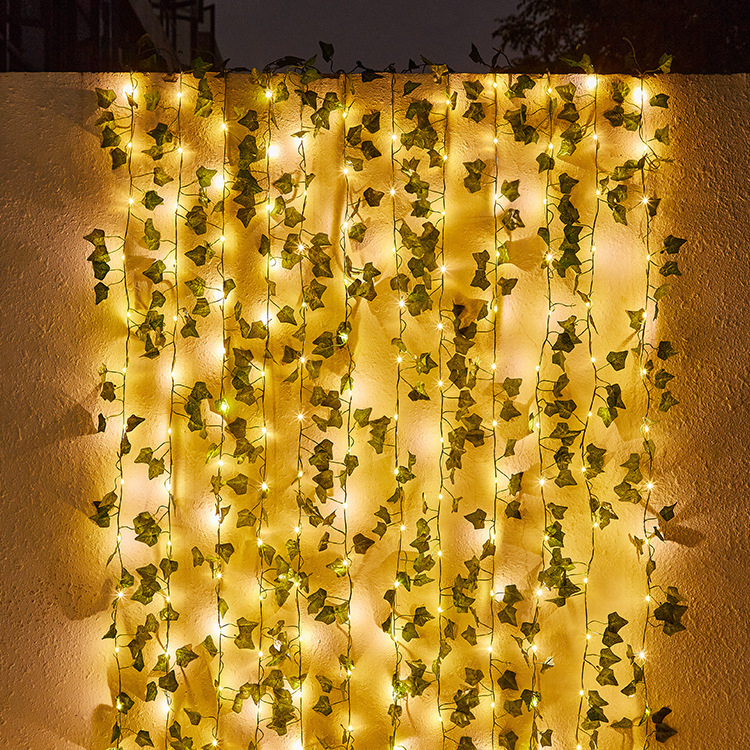 DIY Hanging Christmas Decor Lights Artificial Plant LED Fairy String Light Garlands