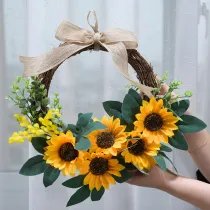 Sunflower Rustic Farmhouse Decorative Artificial Flower Wreath
