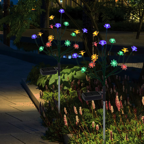 Solar Lotus Flower Branch Tree Lamp Christmas Lawn Stake Light Outdoor Decoration Light