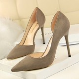 Leather Suede Solid Color Pointed Toe High Heel Shoes