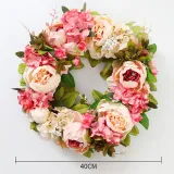 Peony Wreath Front Door Decor Flower Wall Hanging Wedding Ornament