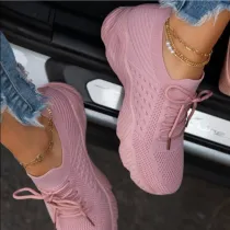 Lace Up Flat Mesh Sports Shoes Woman Fashion Sneaker