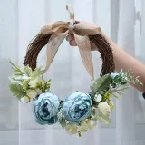 Artificial Peony Wreath Front Door Décor Home Wall Hanging Flower Ornament