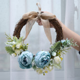Artificial Peony Wreath Front Door Décor Home Wall Hanging Flower Ornament