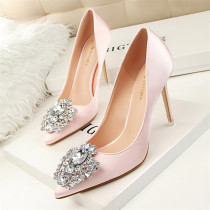 Solid Color Rhinestone Decoration Stiletto High Heel Shoes