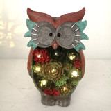 Solar LED Lights Owl Figurine Resin Crafts Lawn Garden Courtyard Decorations