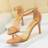 Patent Leather Ankle Buckle Stiletto High Heels Sandals