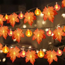Maple Leaf Pumpkin Lantern Halloween Thanksgiving Christmas Courtyard Decoration Lights String