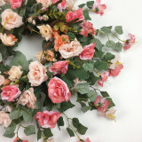 Two-tone Rose Flower Wreath Summer Door Décor Party Wedding Hanging Ornament
