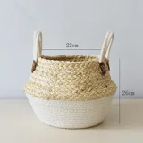 Woven Trigonella Flower Basket Hand-held Double-colored Plant Flowerpot for Decoration