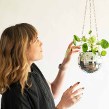 Disco Ball Planter Globe Shape Hanging Flower Pot