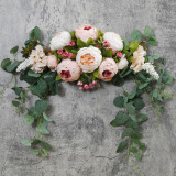 Home Garden Artificial Wall Rose and Peonies Flower Garland Lintel Decoration