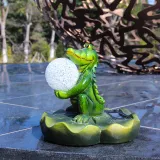 Resin Outdoor Garden Decoration Water Pool Animal Floating Figurine Solar Powered Light Crocodile Statue