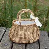 Hand Made Vintage Woven Basket with Bilateral Removable Handle