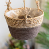 Tondo Rattan Hanging Baskets Flower Pots For Home Garden Decoration