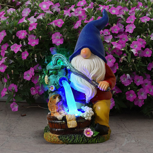 Solar Dwarf Statue Decorative Lamp Resin Crafts Courtyard Lawn Decoration