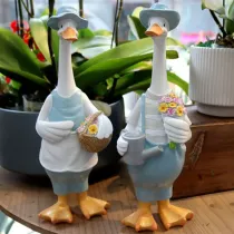 Creative Christmas Resin Farm Animal Ornaments Duck Couple Garden Decoration Outdoor