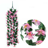 Home Garden Artificial Handmade Lily Flower Hanging Vine Wall Decoration