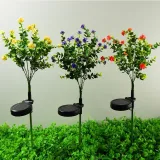 Artificial Plastic Camellia Flower Energy Saving Solar Led Light for Garden Grass Decorative Lighting