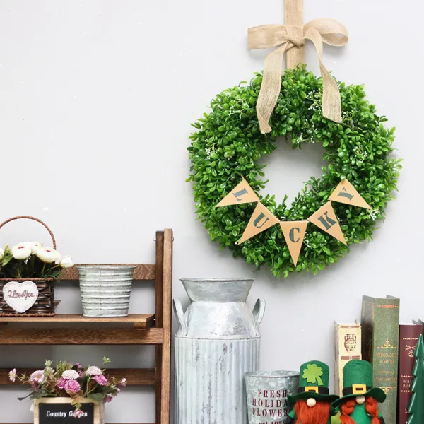 Lucky Triangle Flag Artificial Wreath Door Decor Wall Hanging Ornament