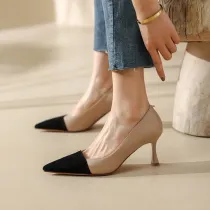 PU Leather Pointed Toe Shallow Mouth Stiletto Heels