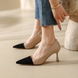 PU Leather Pointed Toe Shallow Mouth Stiletto Heels