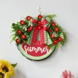 Hello Spring Watermelon Wreath Front Door Decor Wood Hanging Ornament