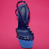 Jewelry Rhinestones Strap Solid Color Stiletto Heels Sandals