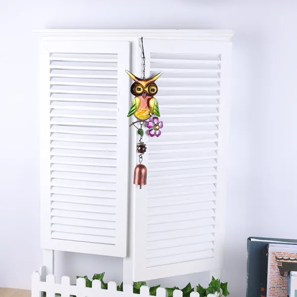 Owl Wind Bell Hanging Iron Windchimes Garden Decoration