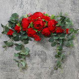Home Garden Artificial Wall Rose and Peonies Flower Garland Lintel Decoration