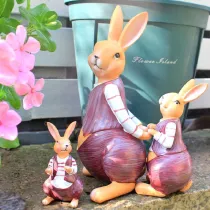 Cute Resin Garden Rabbit 3PCS Sets Home Decoration Craft Gift Animal Art Ornament