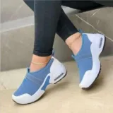 Casual Platform Heels Round Toe Knitting Trainer Sneakers in Neutral