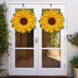 Multilayer Sunflower Burlap Wreath Front Door Hanging Decor