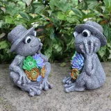 Solar Succulent Frog Resin Animal Night Light Courtyard Garden Landscape Decoration