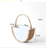Bamboo Flower Basket Cosmetic Bag Half Moon Basket