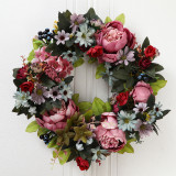 Peony Rustic Farmhouse Decorative Artificial Flower Wreath Wedding Ornament