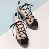 PVC Personality Jelly Transparent Platform Lace Up Chunky Heels Sandal Boots