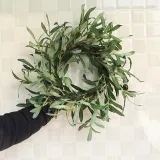 Olive Leaf Rattan Hoop Wreath Door Décor Party Hanging Ornament