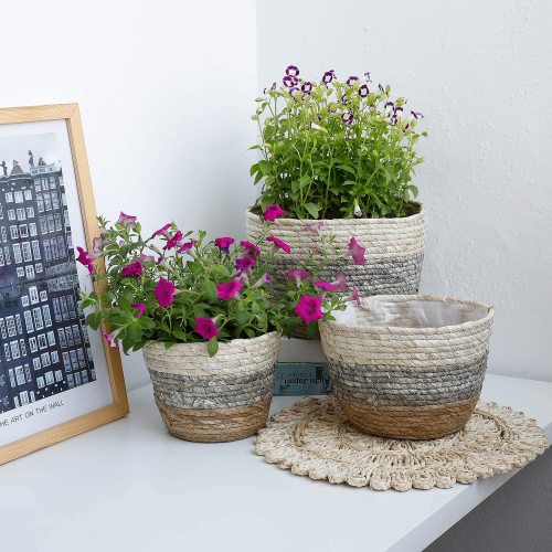 Woven Seagrass Basket for Plant Water Hyacinth Stylish Planter Baskets